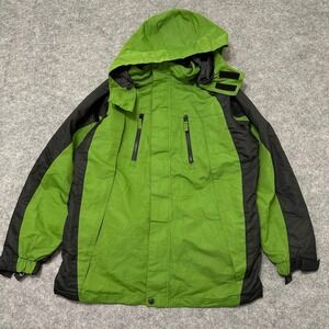 Iceburg Ski Jacket Kids XL 20 Green Black Winter Coat Hooded Insulated 2665